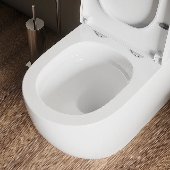Coppia sanitari filomuro vaso tornado silent flush, sedile soft-close e bidet | Roma