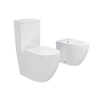 Coppia sanitari filomuro vaso tornado silent flush, sedile soft-close e bidet | Roma