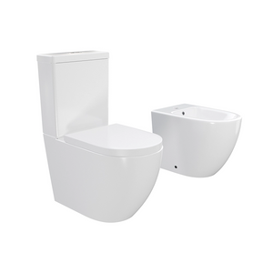 Coppia sanitari filomuro vaso tornado silent flush, sedile soft-close e bidet | Roma