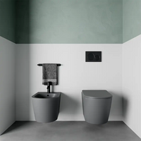 Sanitari sospesi in ceramica rimless grigio opaco: vaso, bidet e copriwc soft-close | Vienna