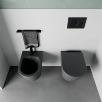 Sanitari sospesi in ceramica rimless grigio opaco: vaso, bidet e copriwc soft-close | Vienna