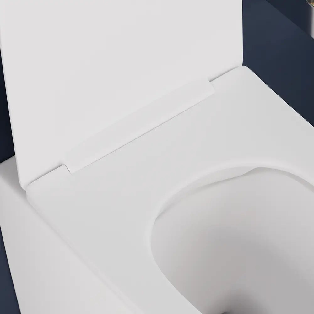 Coppia di sanitari filomuro ceramica bianco opaco vaso rimless copriwc soft-close e bidet | Europa Small