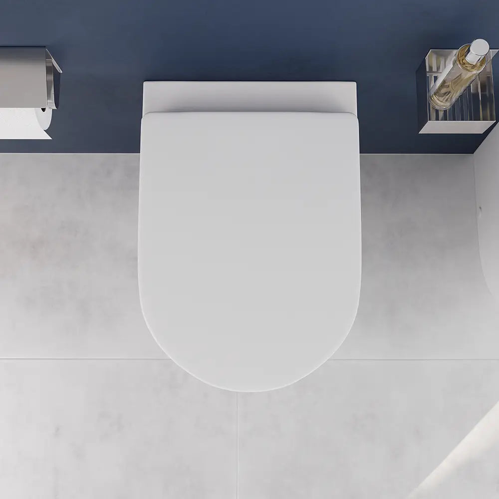 Coppia di sanitari filomuro ceramica bianco opaco vaso rimless copriwc soft-close e bidet | Europa Small