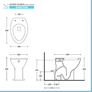 Coppia sanitari per anziani con scarico a terra e copriwc incluso
