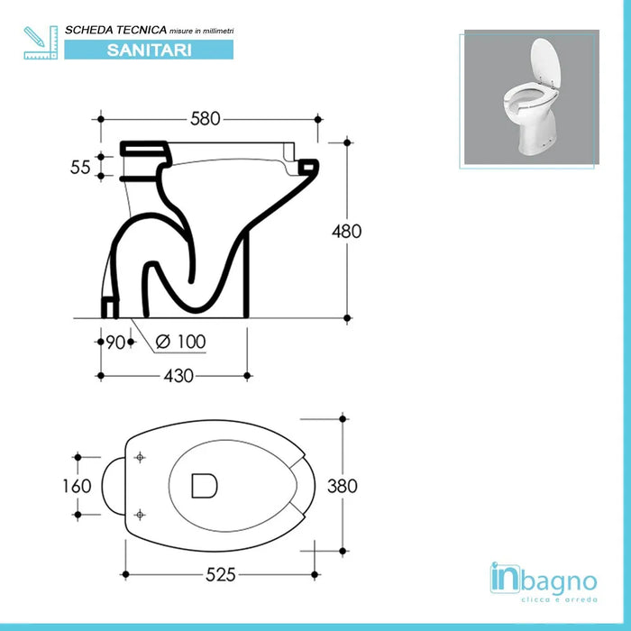 Coppia sanitari per disabili con apertura frontale e scarico a terra