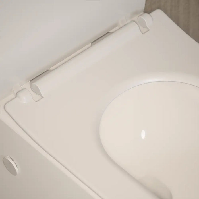 Coppia di sanitari sospesi in ceramica bianco lucido vaso rimless con copriwc soft-close e bidet | Londra