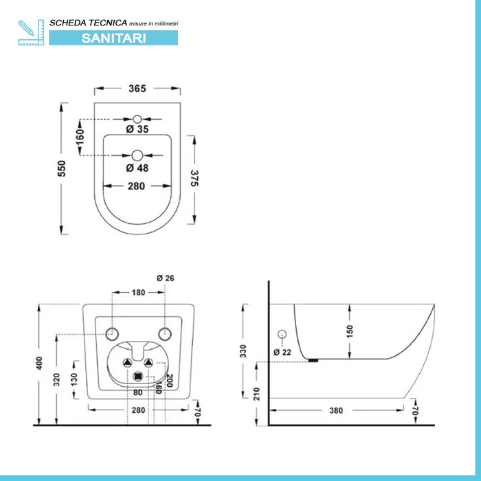Coppia sanitari sospesi Rimless serie Tokyo con copriwc rallentato
