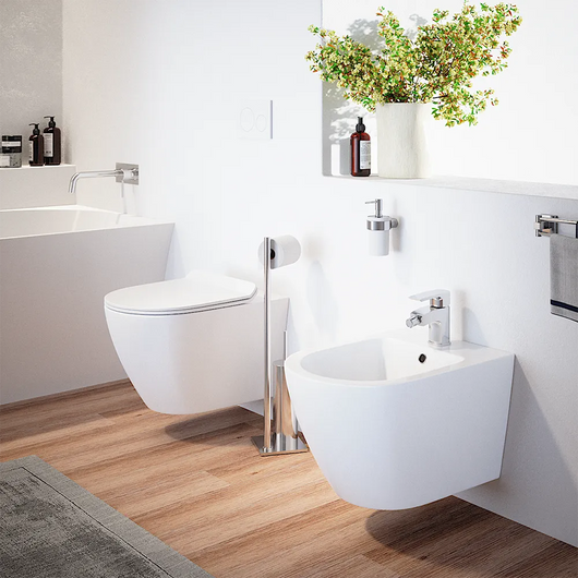 Sanitari sospesi in ceramica bianco lucido vaso rimless sedile soft-close e bidet | Sydney
