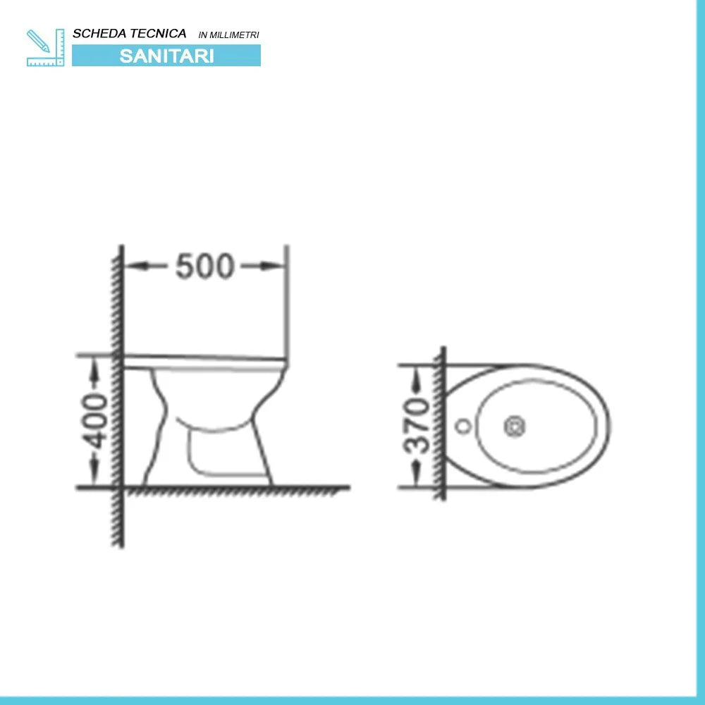 Coppia sanitari tradizionali scarico a terra e copriwc soft-close linea Zeta