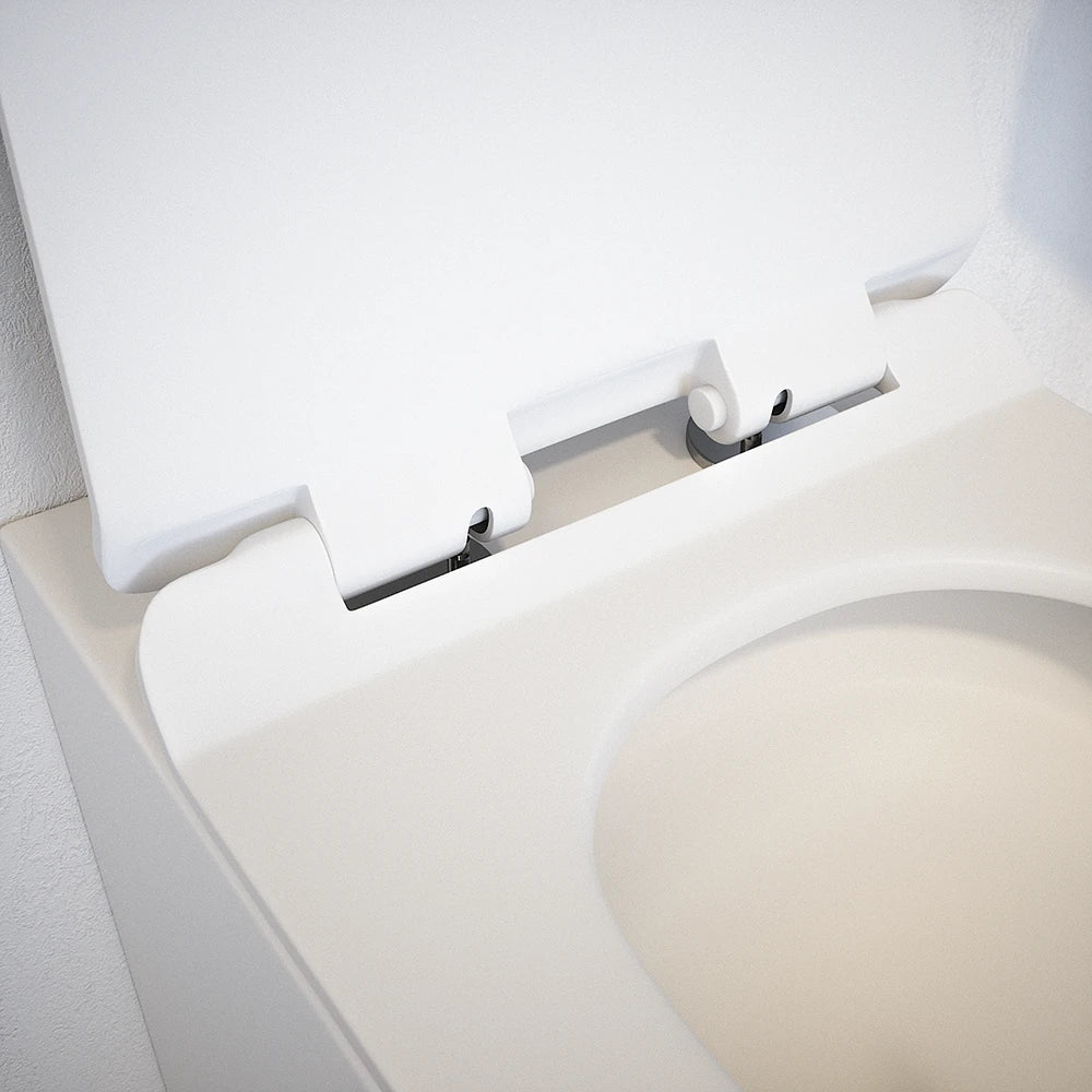 Sanitari filomuro in ceramica bianco lucido vaso tornado silent flush sedile soft-close e bidet | Sydney