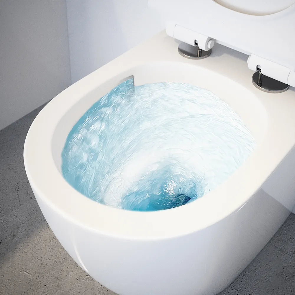 Sanitari filomuro in ceramica bianco lucido vaso tornado silent flush sedile soft-close e bidet | Sydney