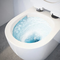 Sanitari filomuro in ceramica bianco lucido vaso tornado silent flush sedile soft-close e bidet | Sydney