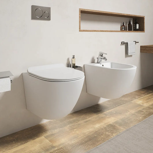 Sanitari sospesi in ceramica bianco opaco rimless sedile con chiusura rallentata | Parigi