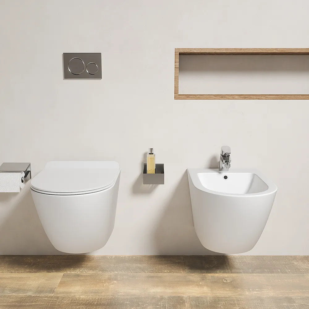 Sanitari sospesi in ceramica bianco opaco rimless sedile con chiusura rallentata | Parigi