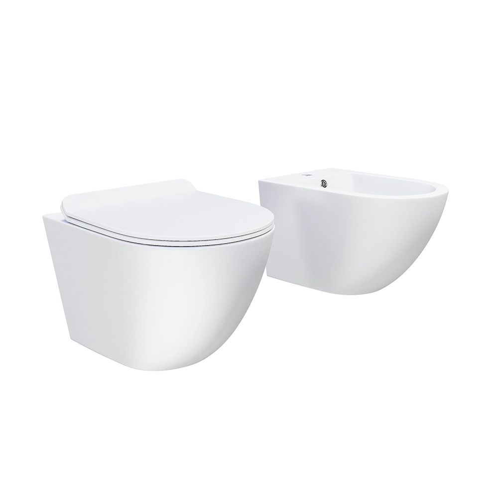 Sanitari sospesi in ceramica bianco opaco rimless sedile con chiusura rallentata | Parigi