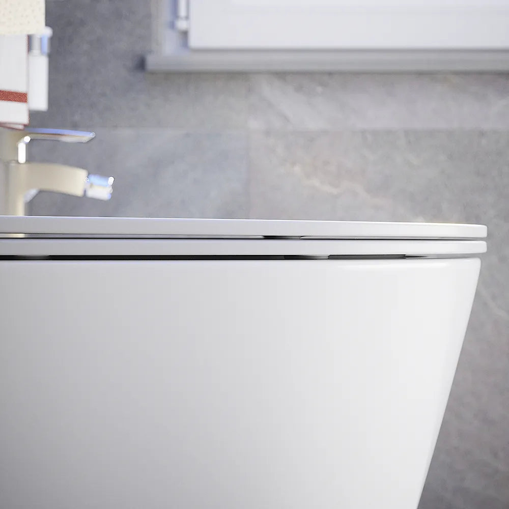 Sanitari sospesi in ceramica bianco lucido vaso rimless sedile soft-close e bidet | Barcellona