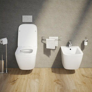 Sanitari sospesi in ceramica bianco lucido vaso rimless sedile soft-close e bidet | Venezia