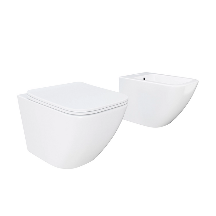 Sanitari sospesi in ceramica bianco lucido vaso rimless sedile soft-close e bidet | Venezia