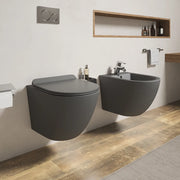 Sanitari sospesi in ceramica grigio opaco rimless sedile con chiusura rallentata | Parigi