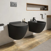 Sanitari sospesi in ceramica nero opaco rimless sedile con chiusura rallentata | Parigi