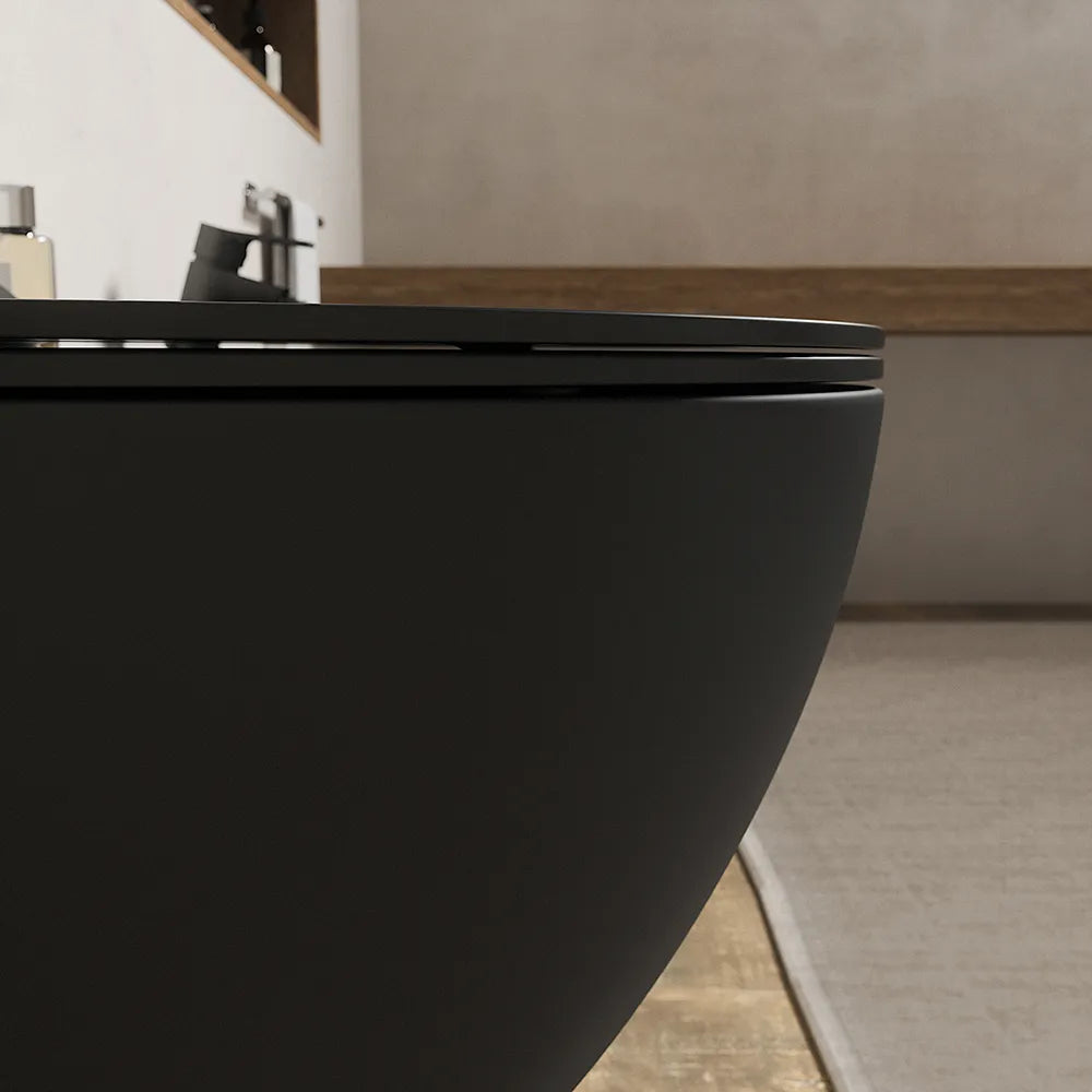 Sanitari sospesi in ceramica nero opaco rimless sedile con chiusura rallentata | Parigi