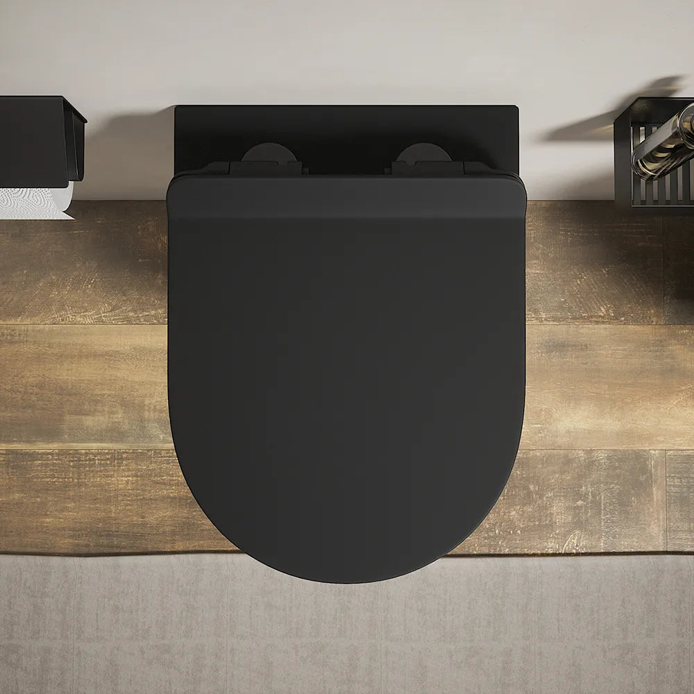 Sanitari sospesi in ceramica nero opaco rimless sedile con chiusura rallentata | Parigi