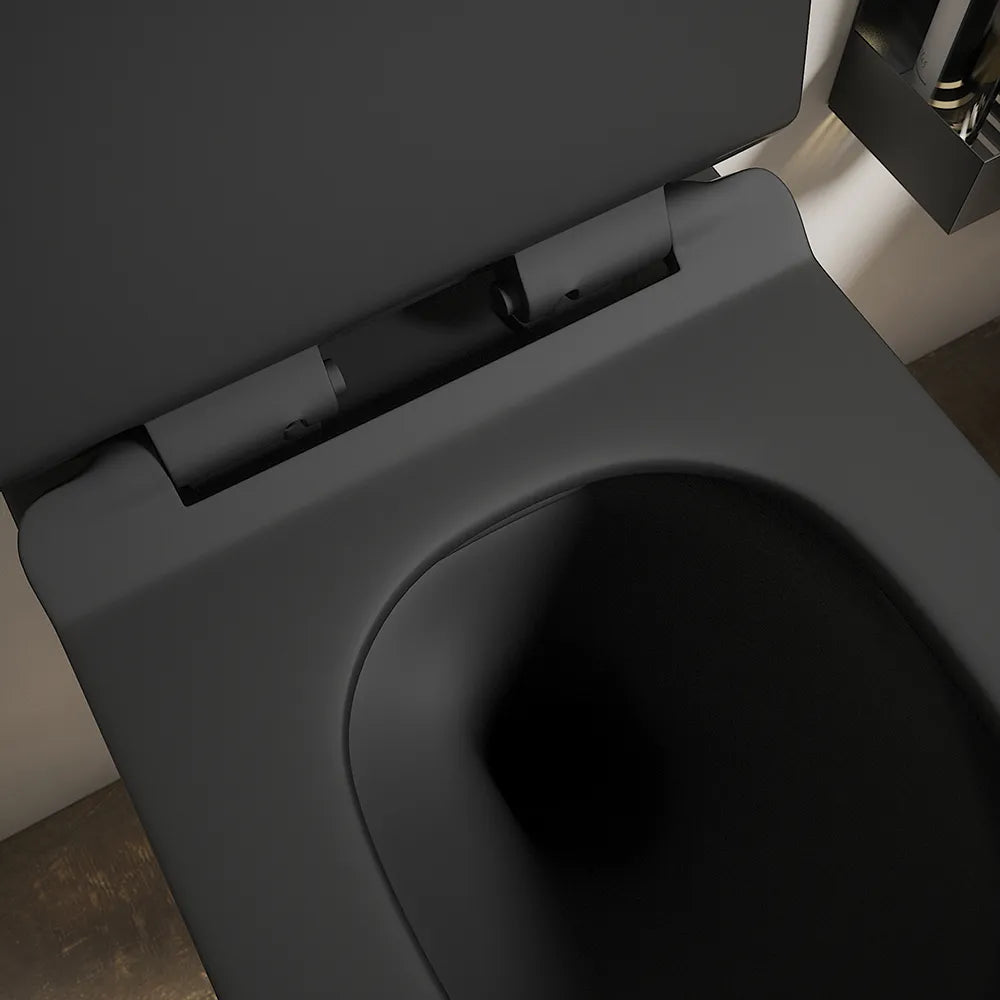 Sanitari sospesi in ceramica nero opaco rimless sedile con chiusura rallentata | Parigi
