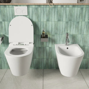 Sanitari sospesi in ceramica bianco lucido vaso rimless sedile soft-close e bidet | Rio