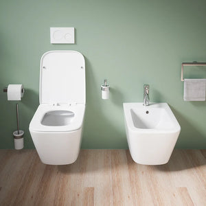 Sanitari sospesi in ceramica bianco lucido vaso rimless sedile soft-close e bidet | Kyoto