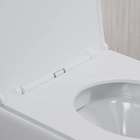 Sanitari sospesi rimless in ceramica bianco lucido: vaso bidet e copriwc soft-close | Nassau