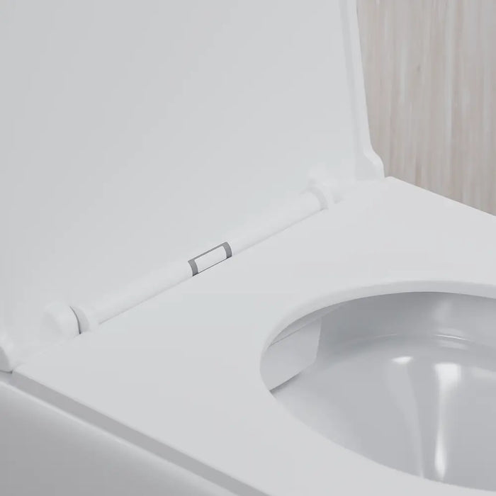Sanitari sospesi rimless in ceramica bianco lucido: vaso bidet e copriwc soft-close | Nassau