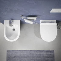 Sanitari sospesi in ceramica bianco lucido vaso tornado silent flush sedile soft-close e bidet | Parigi