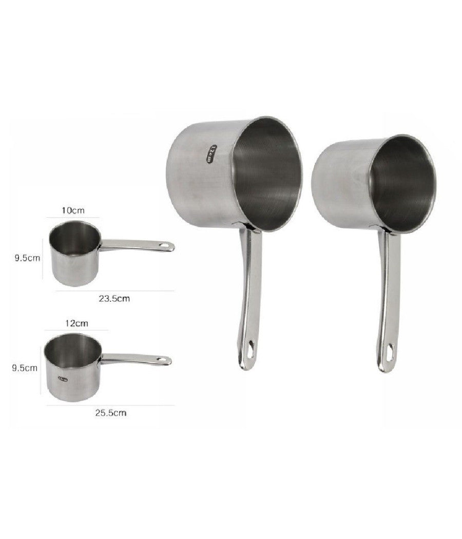 Coppia Set 2 Pentolini Bollilatte Pentola Bollitore Da Latte In Metallo 59237         