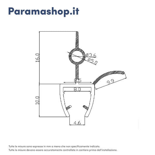 Coppia guarnizioni box doccia sottoporta in pvc 100cm per vetro 6-8mm baffo 16mm | Sealify