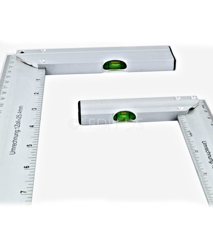 Coppia Squadra Squadratrice In Alluminio Kit 2 Pezzi Con Bolla E Angolo 45°         