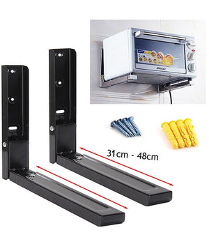 Coppia Staffe A Parete Per Sospensione Forno A Microonde 2 X Supporti Nero         