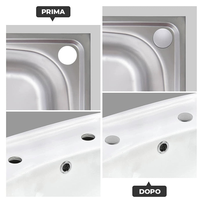 Coppia tappi copriforo 47 mm in acciaio cromato per lavabo e bidet