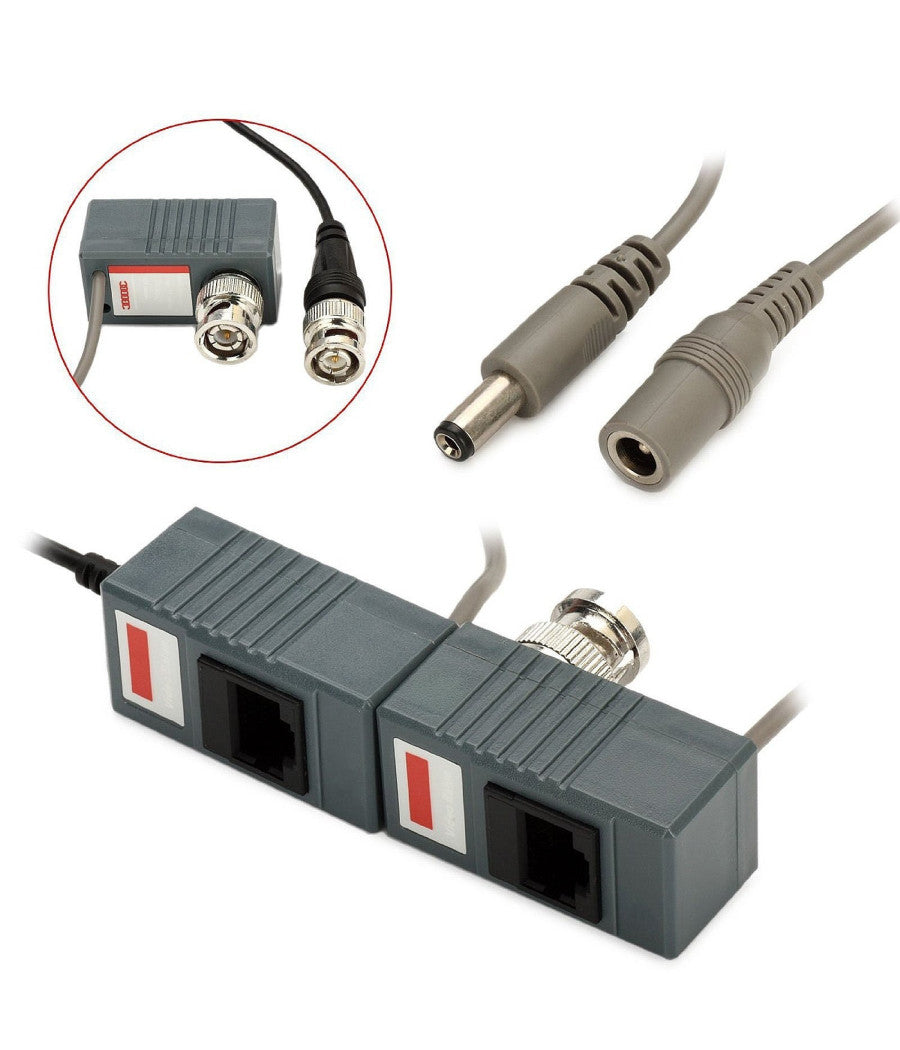 Coppia Trasmettitori Video Audio Balun Alimentazione Porta Lan Rj45 Cavo Cat 5         
