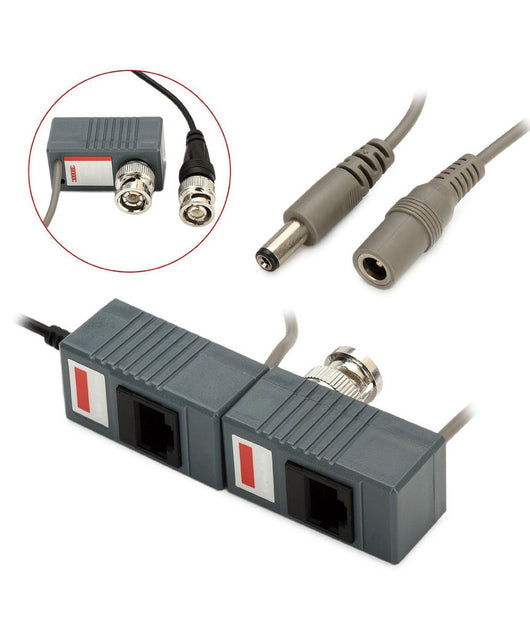 Coppia Trasmettitori Video Audio Balun Alimentazione Porta Lan Rj45 Cavo Cat 5         