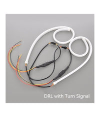 Coppia Tubo Flessibile Fari Bicolore Drl Led Luce Daytime Bianca Gialla 600mm         