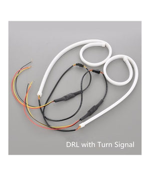 Coppia Tubo Flessibile Fari Bicolore Drl Led Luce Daytime Bianca Gialla 600mm         