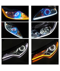 Coppia Tubo Flessibile Fari Bicolore Drl Led Luce Daytime Bianca Gialla 600mm         