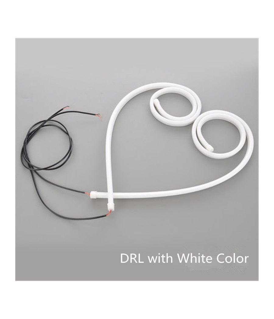 Coppia Tubo Flessibile Fari Bicolore Drl Led Luce Daytime Bianca Gialla 600mm         