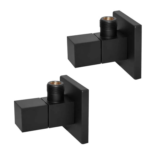 Coppia valvole darresto quadrate nero opaco attacchi 1/2G x 3/8G