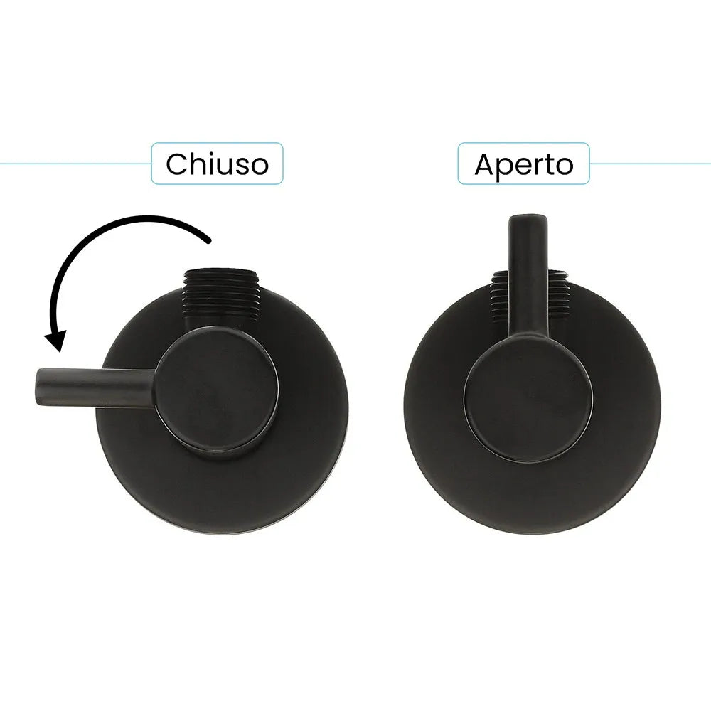 Coppia valvole darresto tonde nero opaco attacchi 1/2G x 3/8G