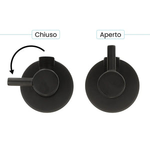 Coppia valvole darresto tonde nero opaco attacchi 1/2G x 3/8G