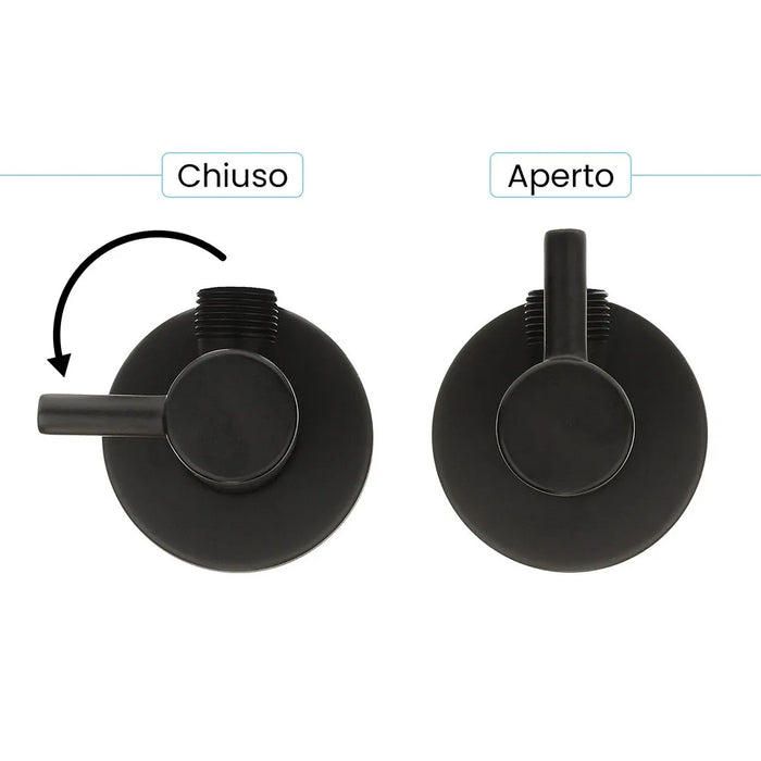 Coppia valvole darresto tonde nero opaco attacchi 1/2G x 3/8G