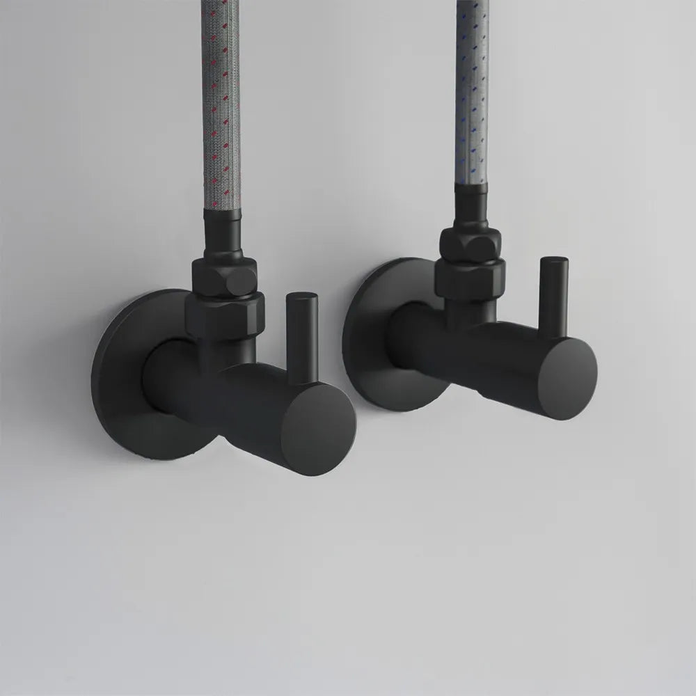 Coppia valvole darresto tonde nero opaco attacchi 1/2G x 3/8G