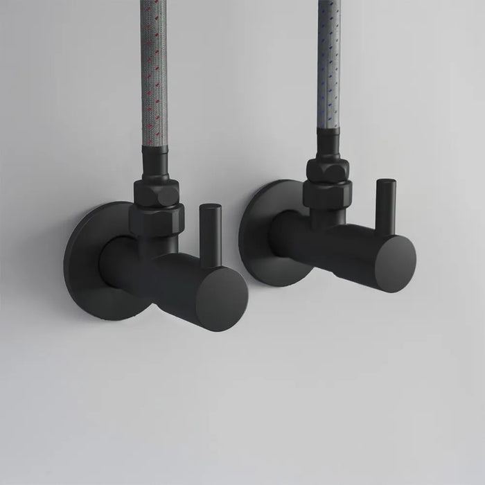 Coppia valvole darresto tonde nero opaco attacchi 1/2G x 3/8G