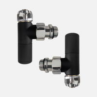 Coppia valvole a squadra per termoarredo con detentore e raccordi per multistrato 16x2 nero opaco